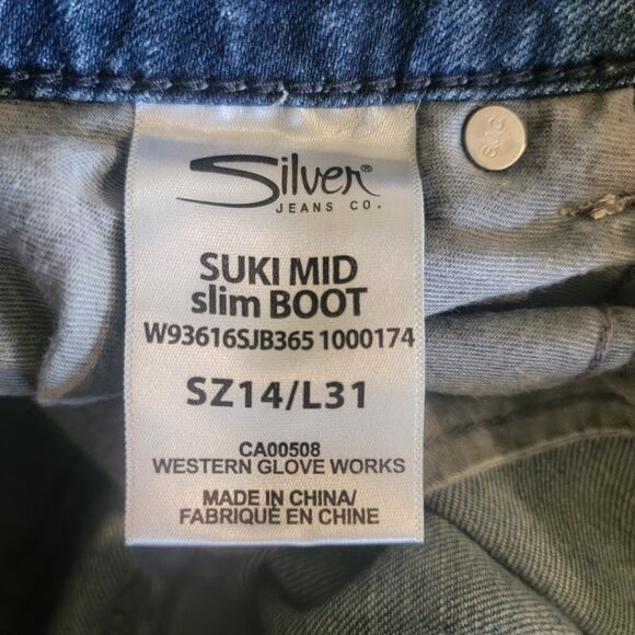 Silver Jeans Suki Women’s Size 14/31 Mid Slim Bootcut Medium Wash Denim Western - Picture 13 of 14